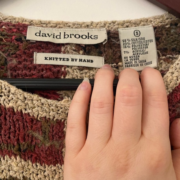 Vintage 90's Handmade Patchwork Jewelneck Button Down Cardigan in Maroon Silk - Picture 5 of 5